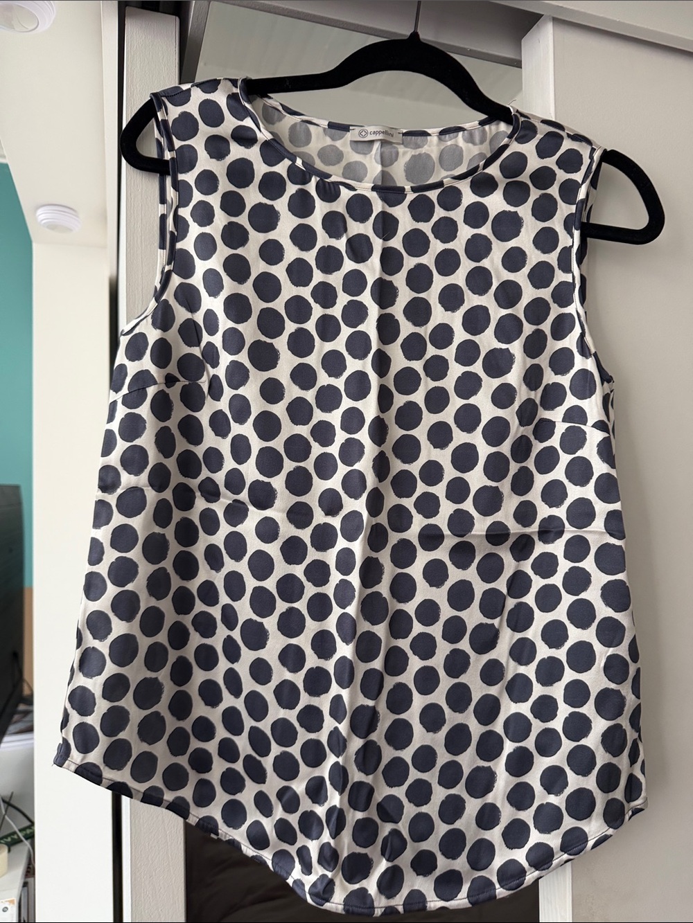 Peserico Navy Polka Dot Silk Camisole on White